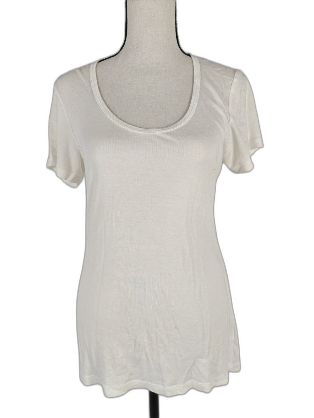 Women's Squared 2 Short Sleeve Scoop Neck White T-Shirt Size 2